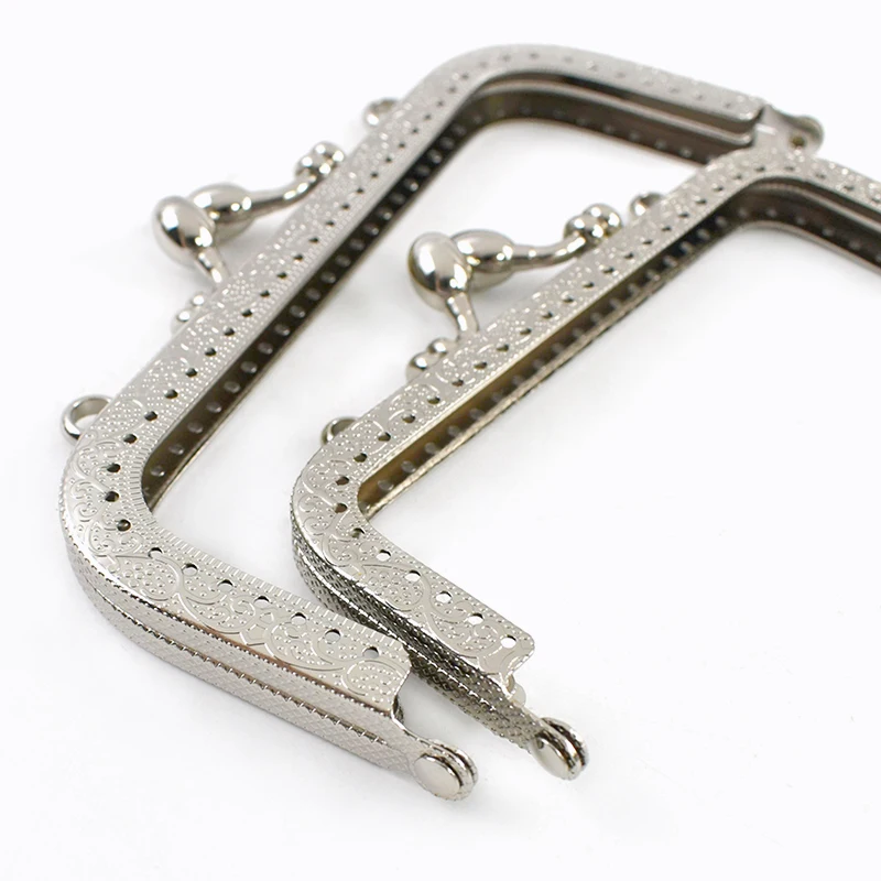 1/2/5Pcs Silver Embossed Metal Purse Frame Kiss Clasp  8.5-20cm Bag Handle for Handbag Wallet WovenBag DIY Handmade Accessories