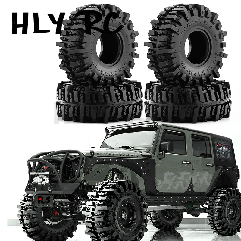 

4PCS 118 MM 1.9" Rubber Rock Tyres Wheel Tires for 1:10 RC Crawler Car Axial SCX10 90046 AXI03007 TRX4 Redcat Gen8