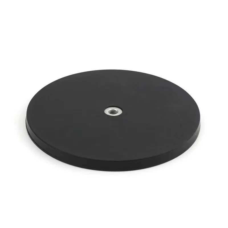 Ø135mm Rubber Coated Neodymium Pot Magnets M6/M8 Male Suction Cup Mounting Bracket, Bolt Bracket for Car Light holds 55KG