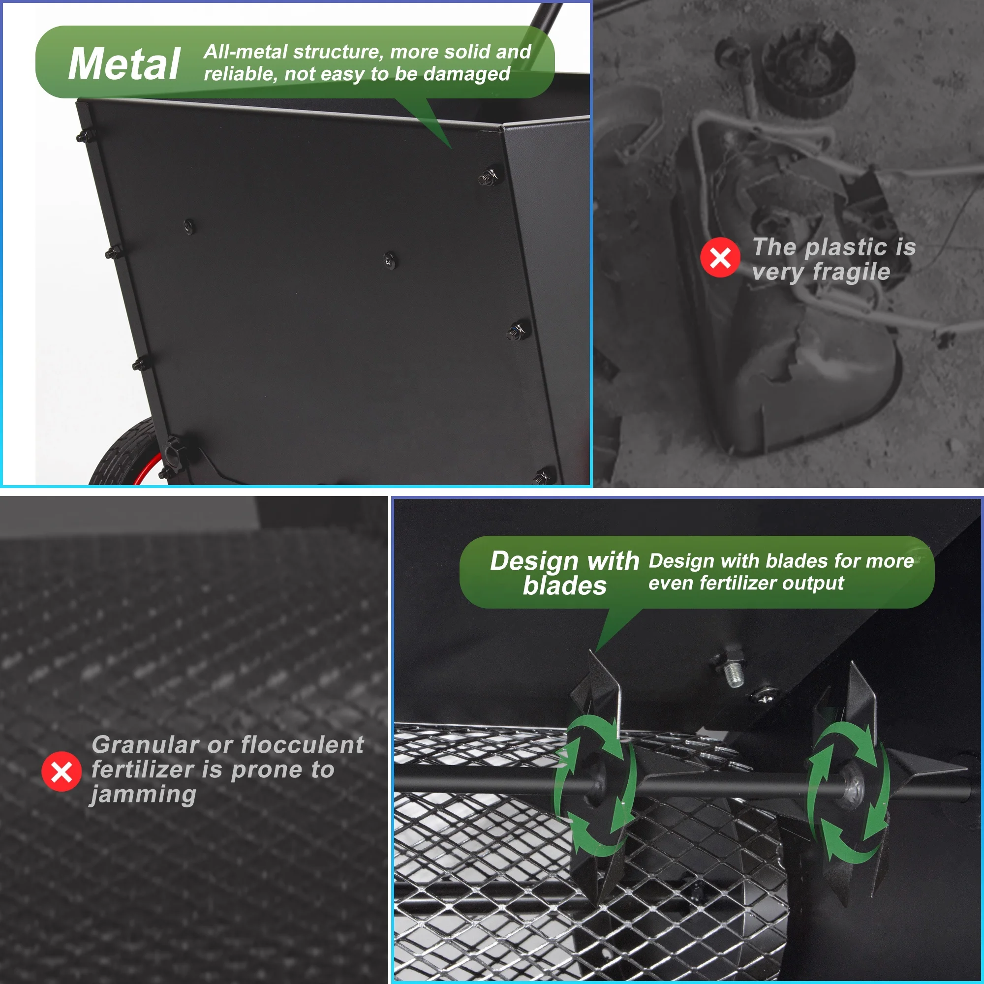 2025년 고품질 스틸 잔디 레벨링 도구 (손잡이 포함) 정원/뒷마당 잔디 드롭 스프레더용