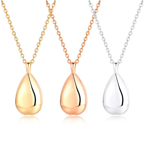Stainless Steel Waterdrop Cremation Urn Necklace Pendant for Ashes Holder 3 Colors