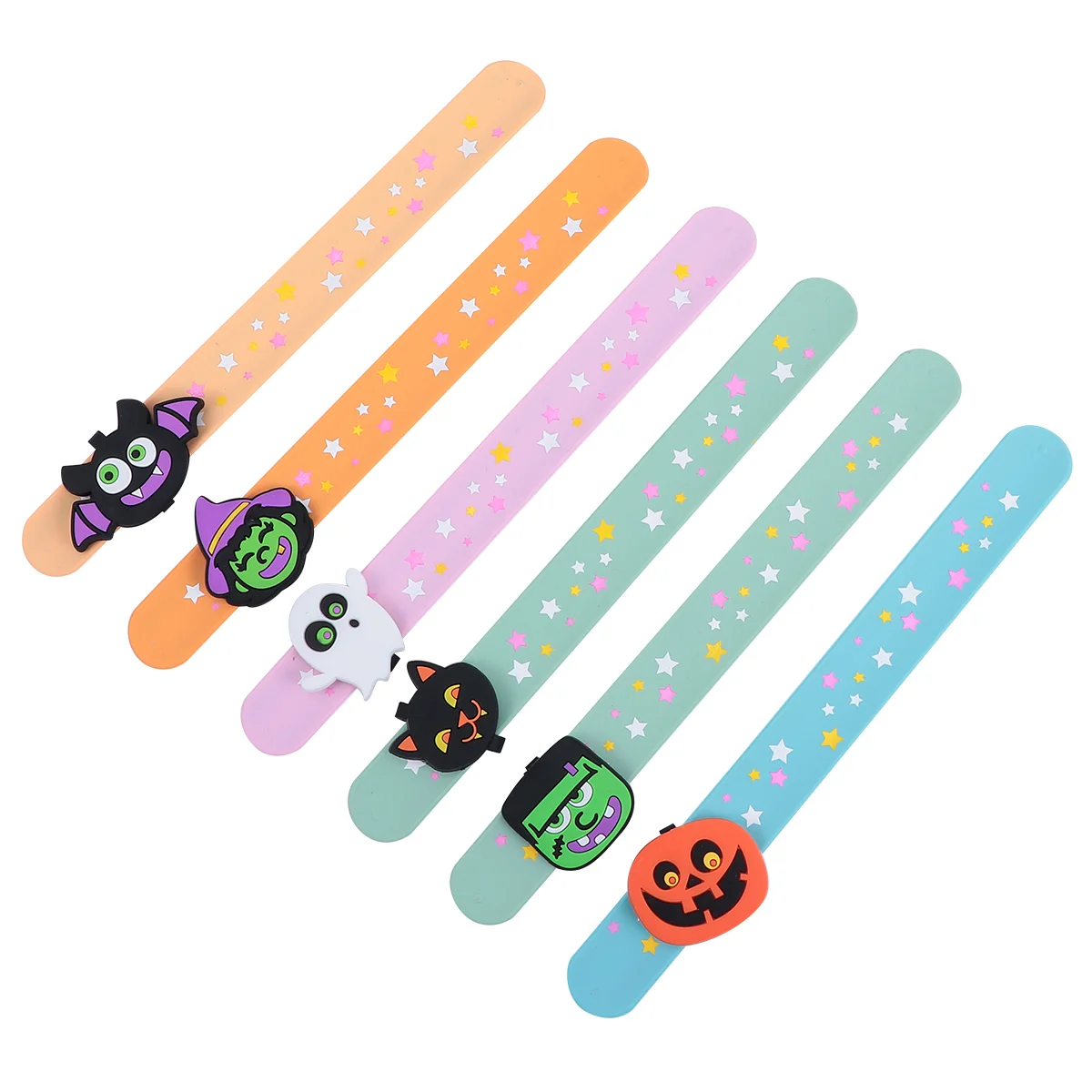 

6 Pcs Halloween Ring Bracelets Slap for Kids Bands Party Papa Circle Children Wristband Pvc