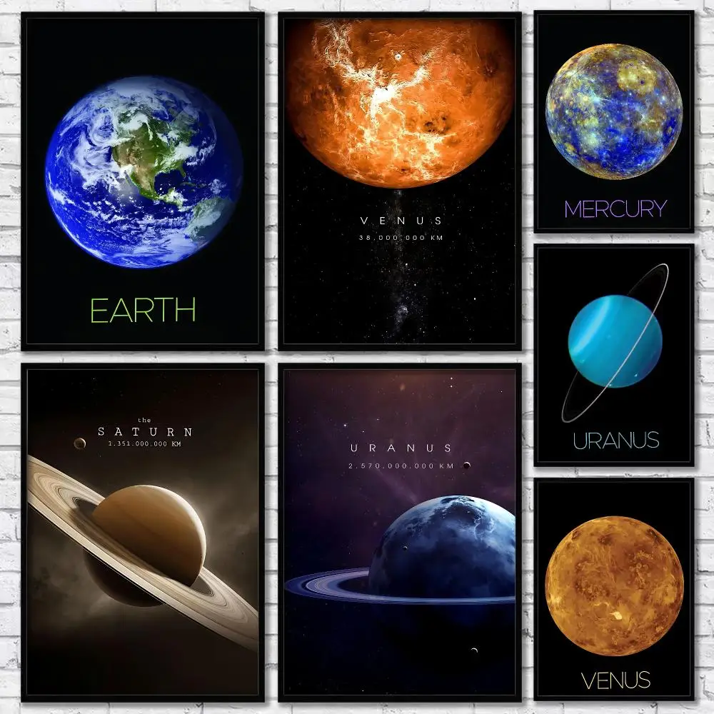 Solar System Poster Wall Art Print, Interior Wall Decor, Home & Office Decoration,