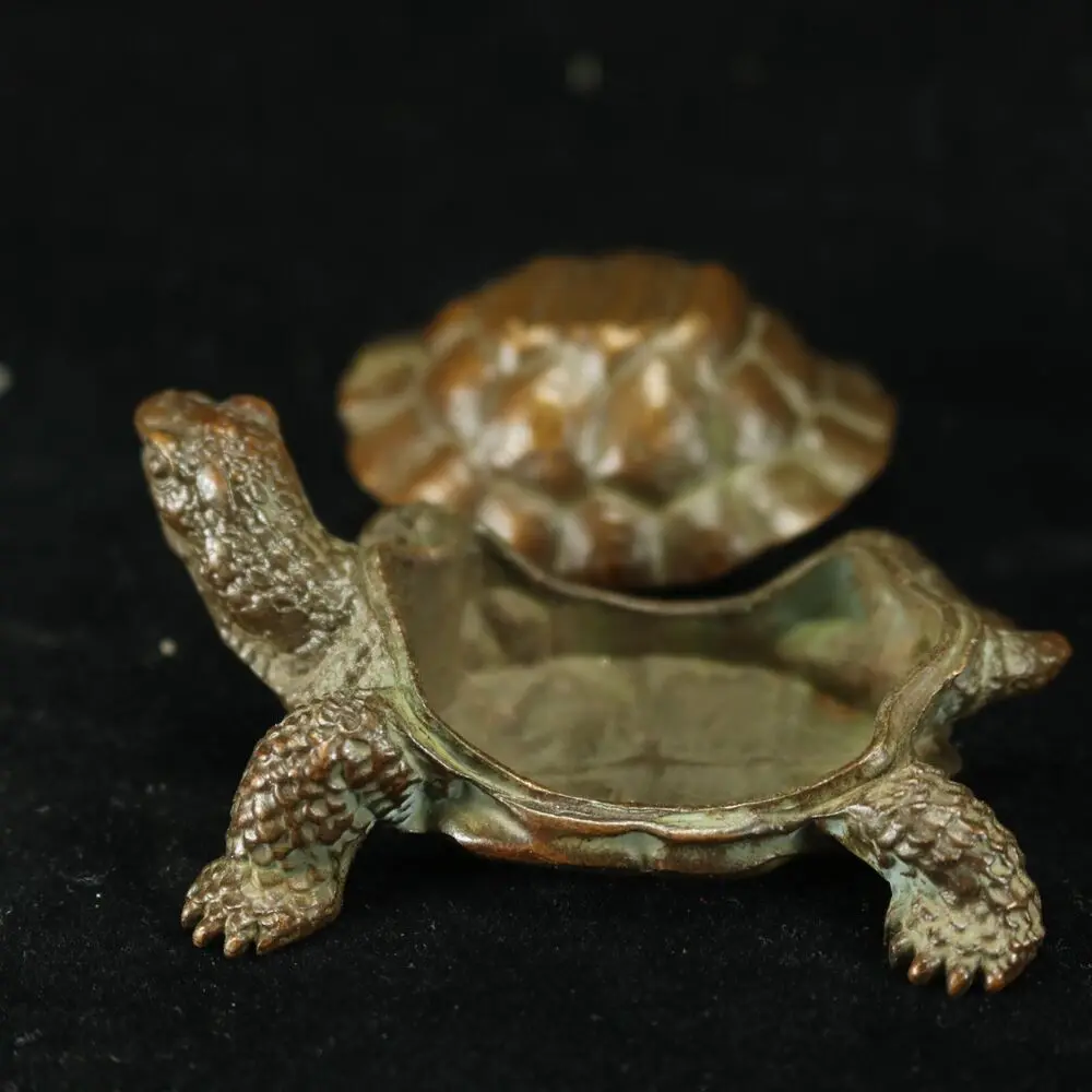 Collectible Unique Chinese Bronze Hand Made Turtle Statues Jufunacai Boxs