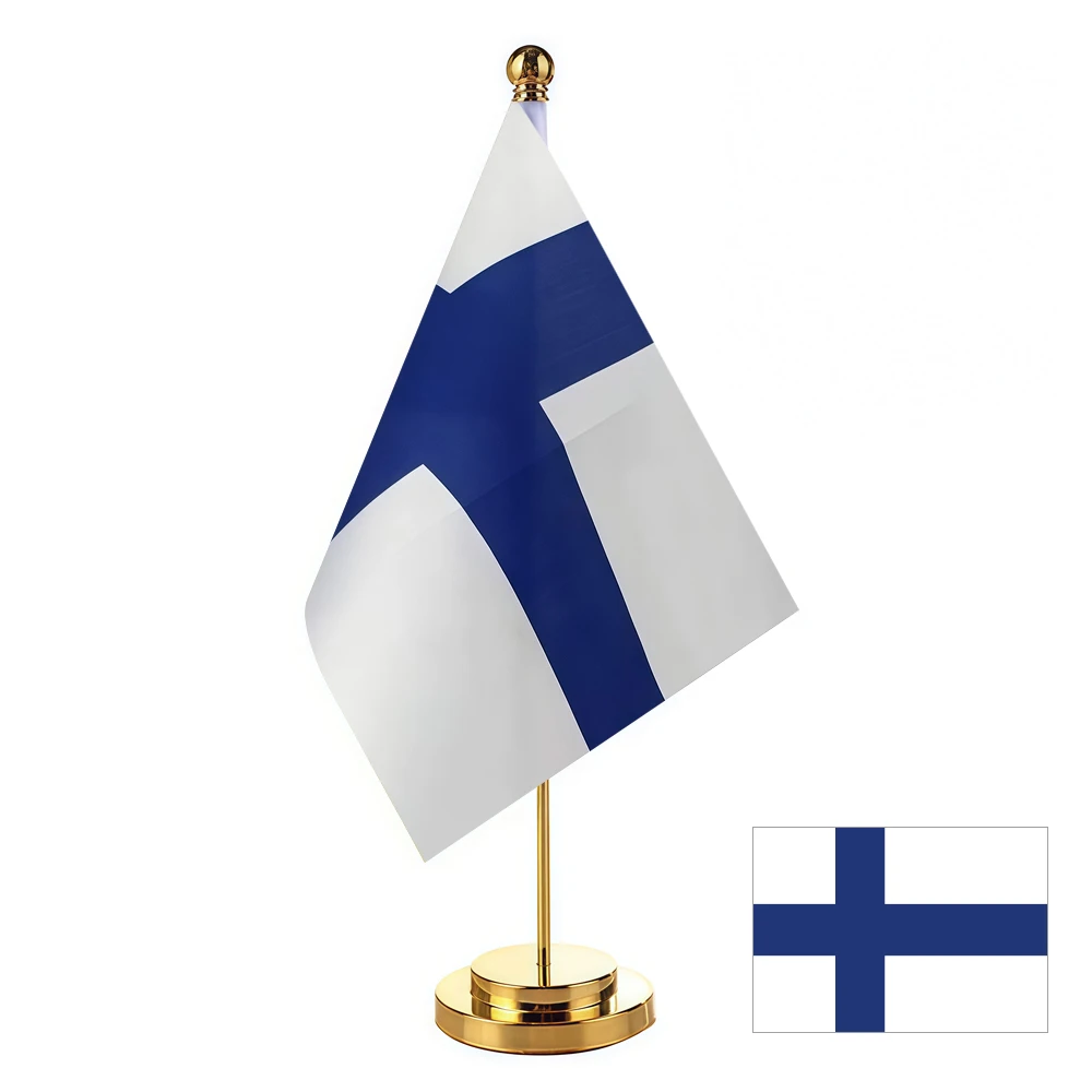 CYPOMELO Desktop Flag Finland Flag 14x21cm Finland Small Desktop Decorative Flag (with flagpole)