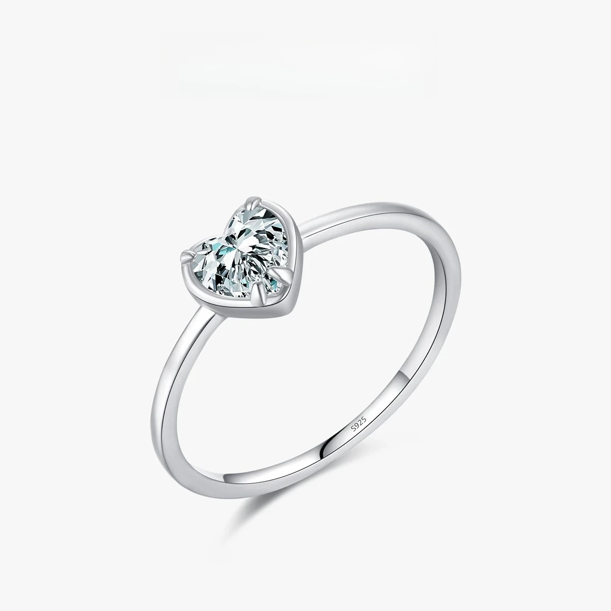 QIBAOKU 925 Sterling Silver Minimalism Romantic Hearts Zirconia Ring Classic Basic Style Wedding Rings For Women Jewelry 2026
