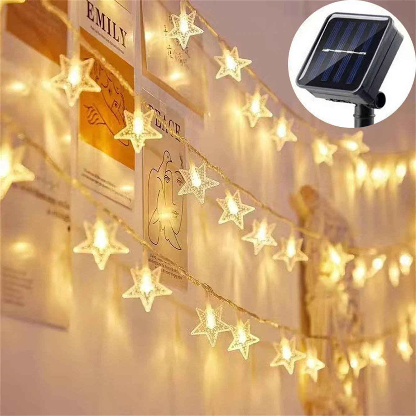 Solar Powered Outdoor Solar Star String Lights Waterproof LED Fairy Lights For Christmas Patio Garden Yard Porch Wedding Decor