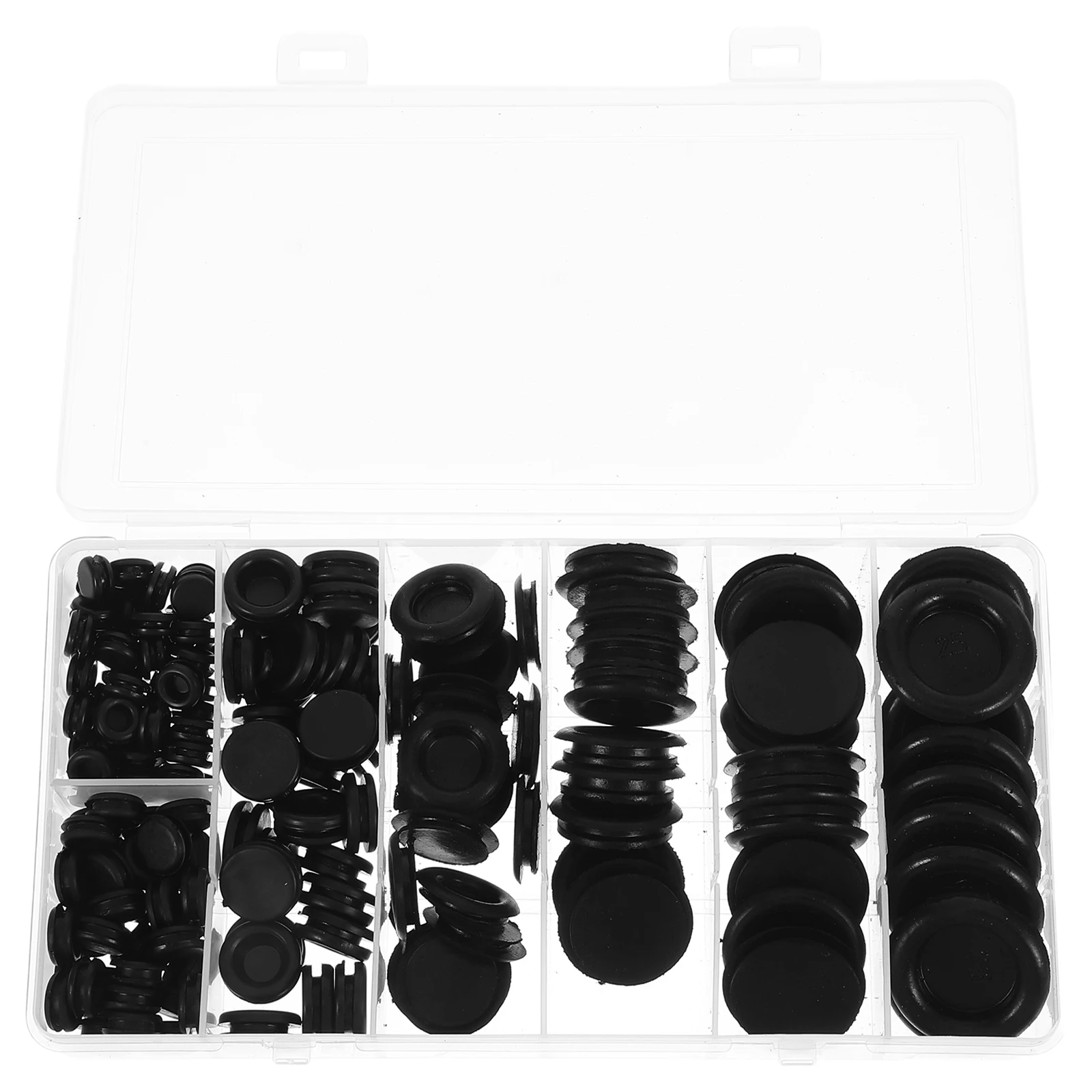 

170pcs Rubber Coil Set Single Sided Wire Guide Hole Plug Assortment Grommet Pad Versatile Sizes Stable Structure Home Office Use