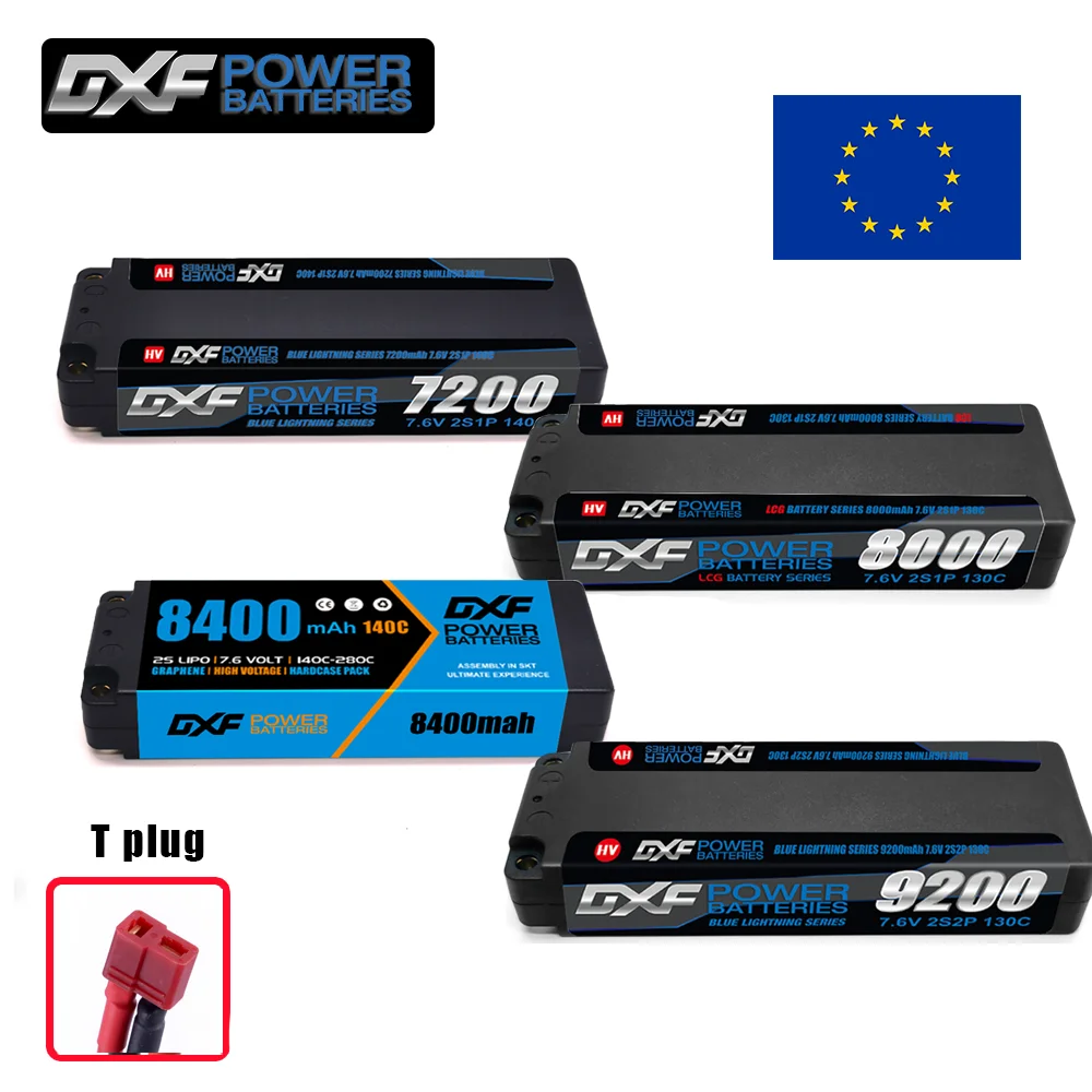 

DXF 2S Lipo Battery 7200mAh 8400mAh 140C 8000mAh 9200mAh 130C 5mm Bullet T/Deans Plug Hardcase for RC Car Boat Truck UAV RACING