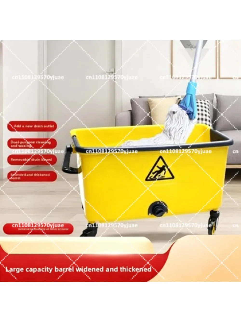 Commercial Mop Bucket for Ceramic Tile Floor Cleaning, Car Wash Mop Bucket with Wringer