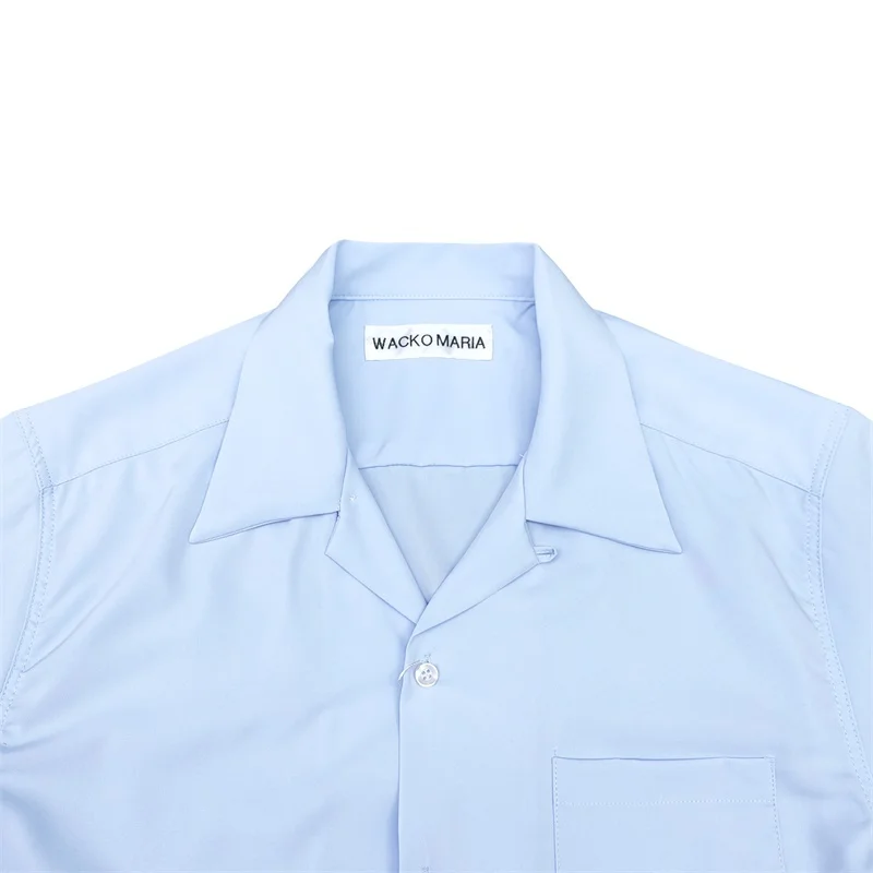 25SS Latest Brand Solid Color WACKO MARIA Cuban Neck Summer Casual Vacation Hawaii Mens Womens Shirt Fashion Simple Tops
