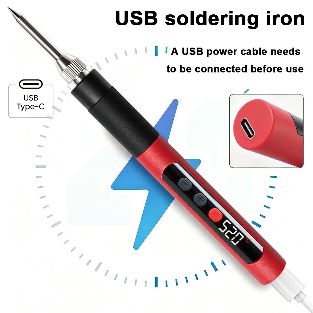 T65/C153 USB Digitaler Lötkolben Typ-C Digitaler Elektrischer Lötkolben mit Einstellbarer Temperatur DIY Heizung Reparatur Schweißwerkzeug – Detail 2