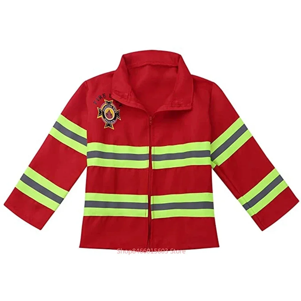 Halloween Kids Firefighter Uniform Children Sam Fireman Role Work Clothing Suit Boy Kids Cosplay Costume Party Costume Gift view 3