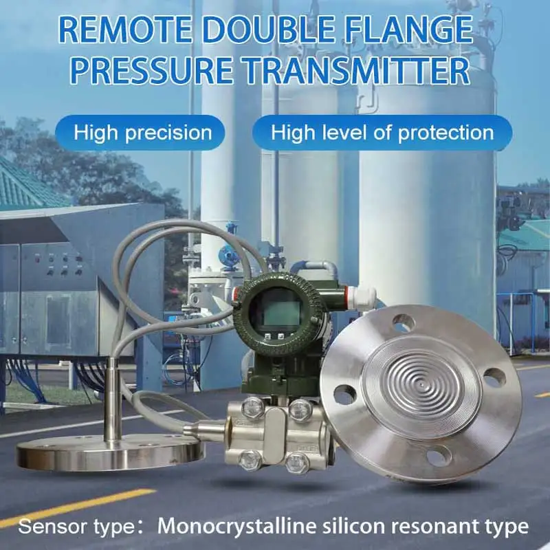 IP65 Pressure Transmitter with Double Flange Remote Single Crystal Silicon Pressure Sensor