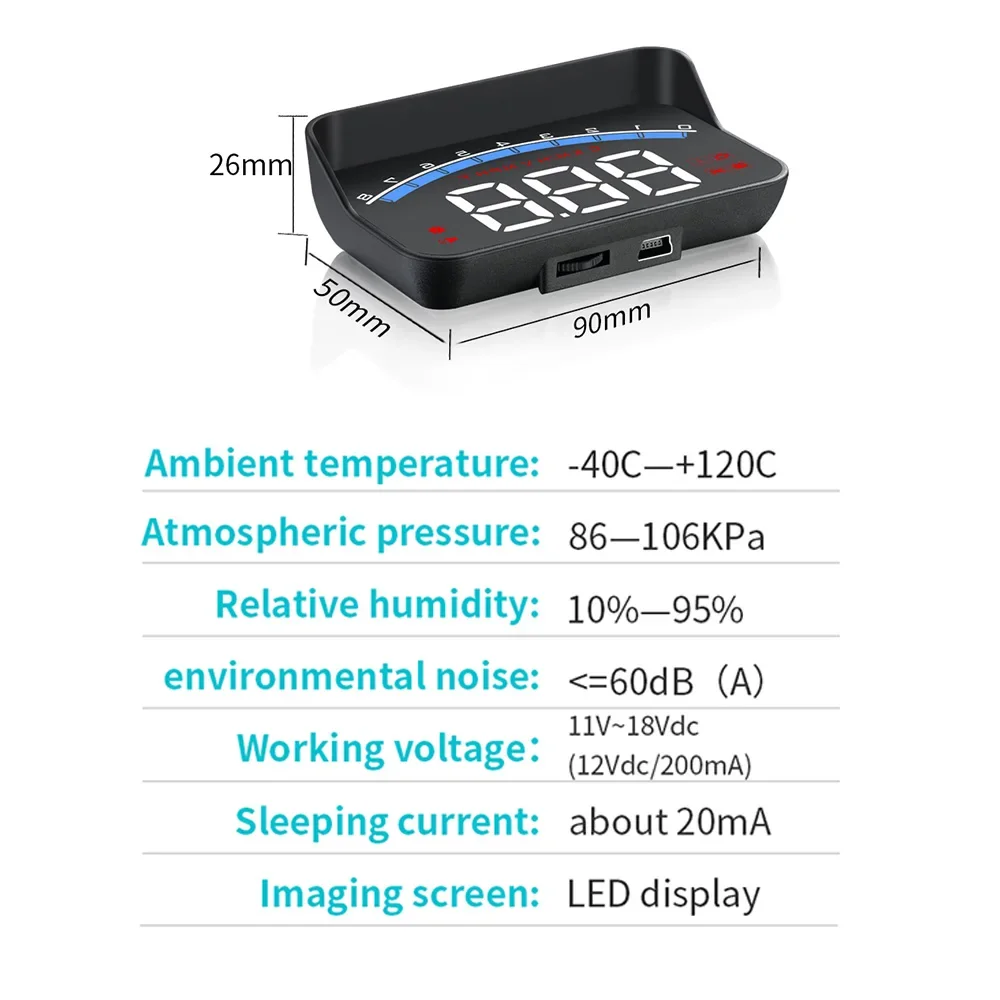 M6S OBD2 Digital Car Speedometer Head Up Display Windshield Projector on Car Glass Auto Accessories on-board Computer