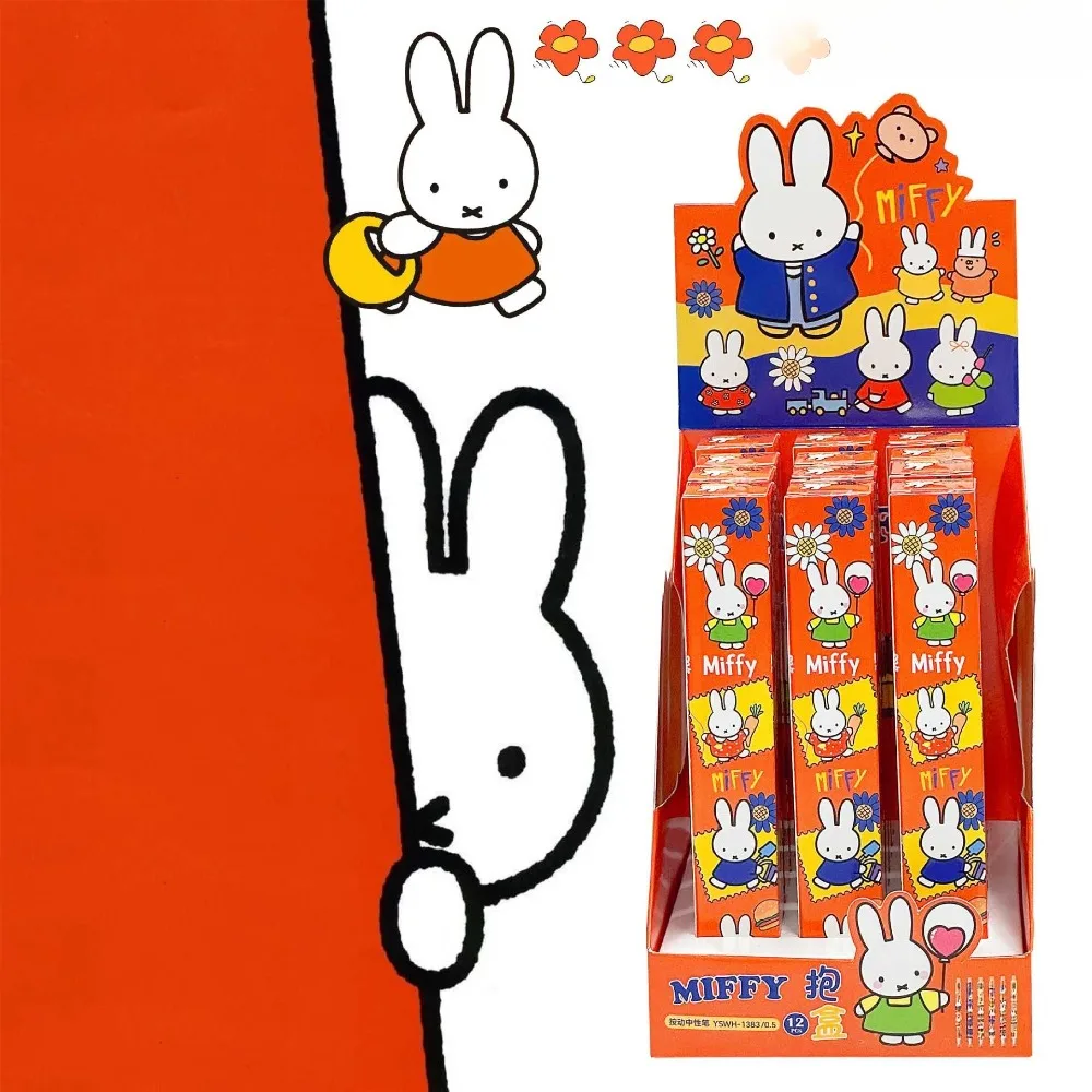 Miffy Kawaii Druckknopf-Neutralstift Blind Box Stift Anime Cartoon Hase 0,5mm Schwarzer Unterschriftenstift Niedliches Geschenk Spielzeug