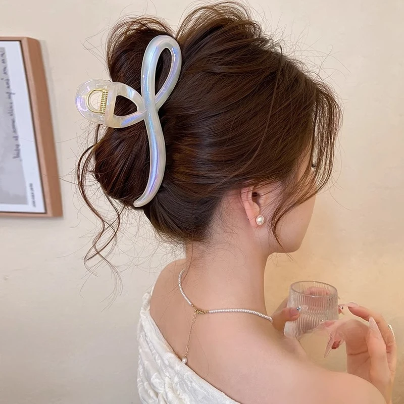 مشبك شعر فتاة حورية البحر حالمة مقاس كبير، مشبك شعر على شكل سمكة قرش، مشبك شعر نسائي راقي من الجزء الخلفي من الرأس، عصابة رأس #2