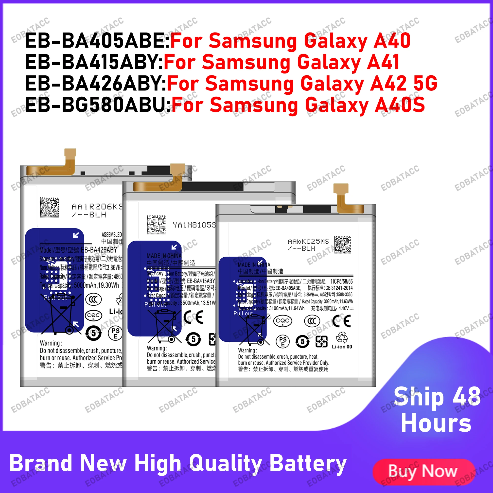 

Совершенно новый сменный аккумулятор EB-BA405ABE EB-BA415ABY EB-BA426ABY для Samsung Galaxy A40 A41 A42 5G A40S