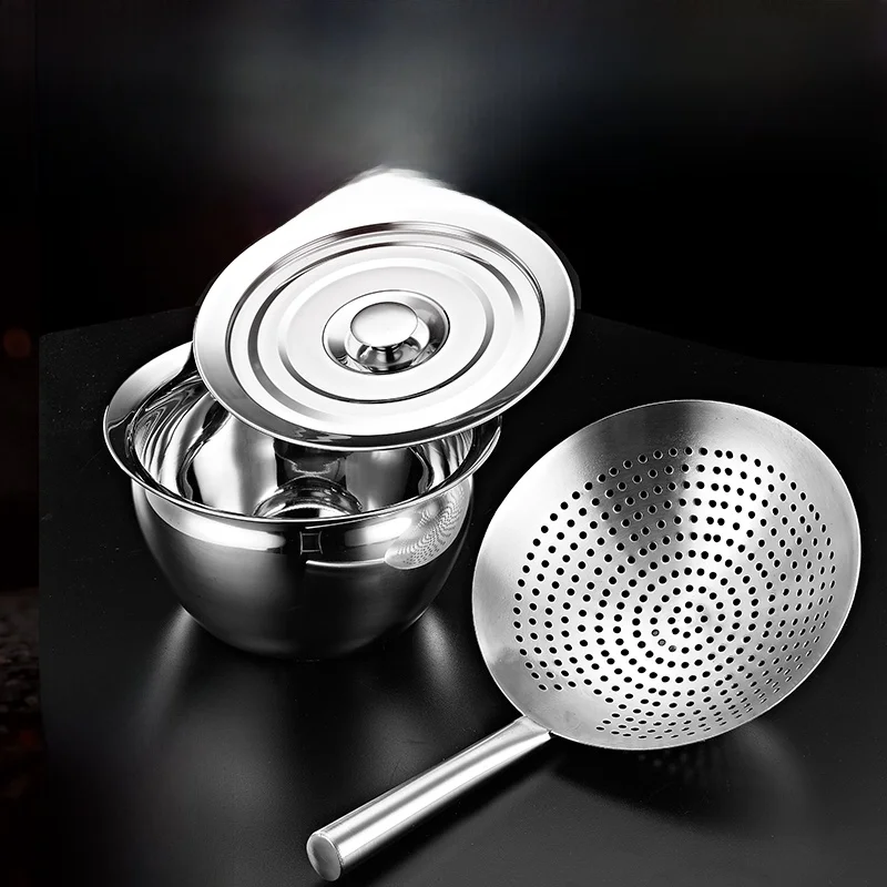 

Yutai 304 Stainl Steel Deepened Oil Pan Thiened Sauce Basin with Lid Oil Drum Flavor Di Large Taste Mug Utensils Set