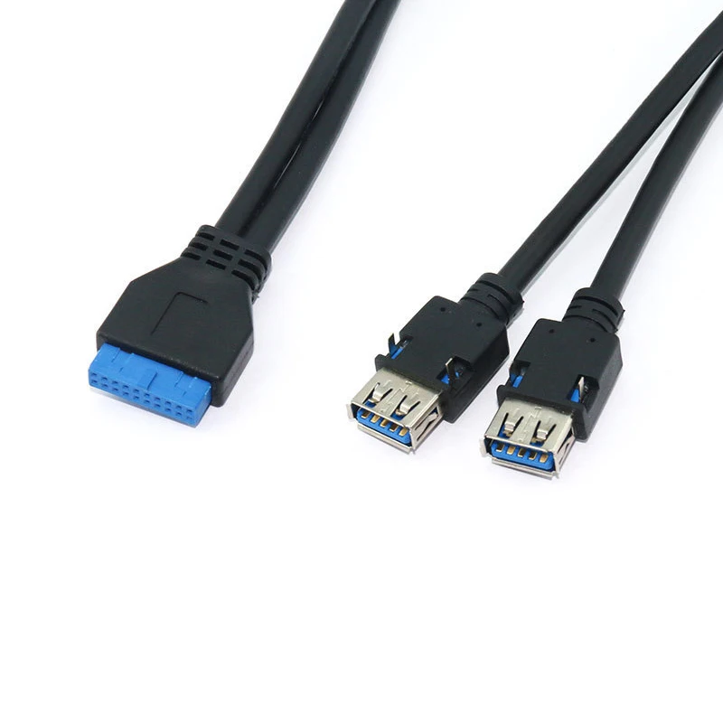 PCI to USB3.0 Converter Cable Computer PC Back Panel Data Cord Connector High Speed 20PIN to Dual Port USB Hub with Fix Foot