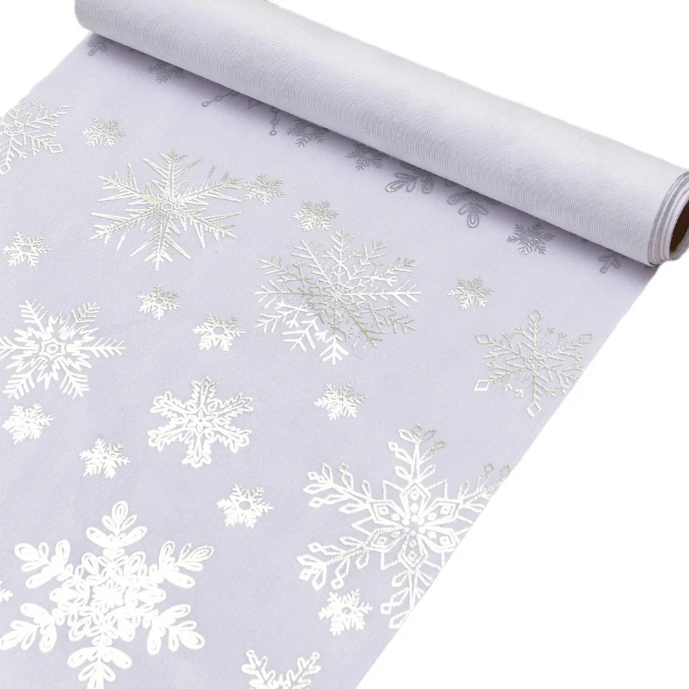 11in*108in Snowflake Table Runner  Heat-Resistant Holiday Table Cloth Dining Room Decor for Christmas Parties & Winter