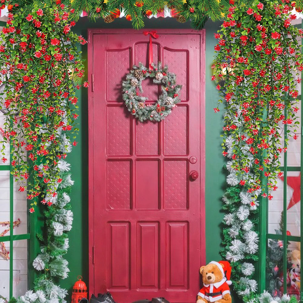 

6/9pcs Christmas Decoration Flowers, Artificial Vine Flowers, Outdoor Yard Hanging Flowers, Suitable for Porch Courtyard Garden