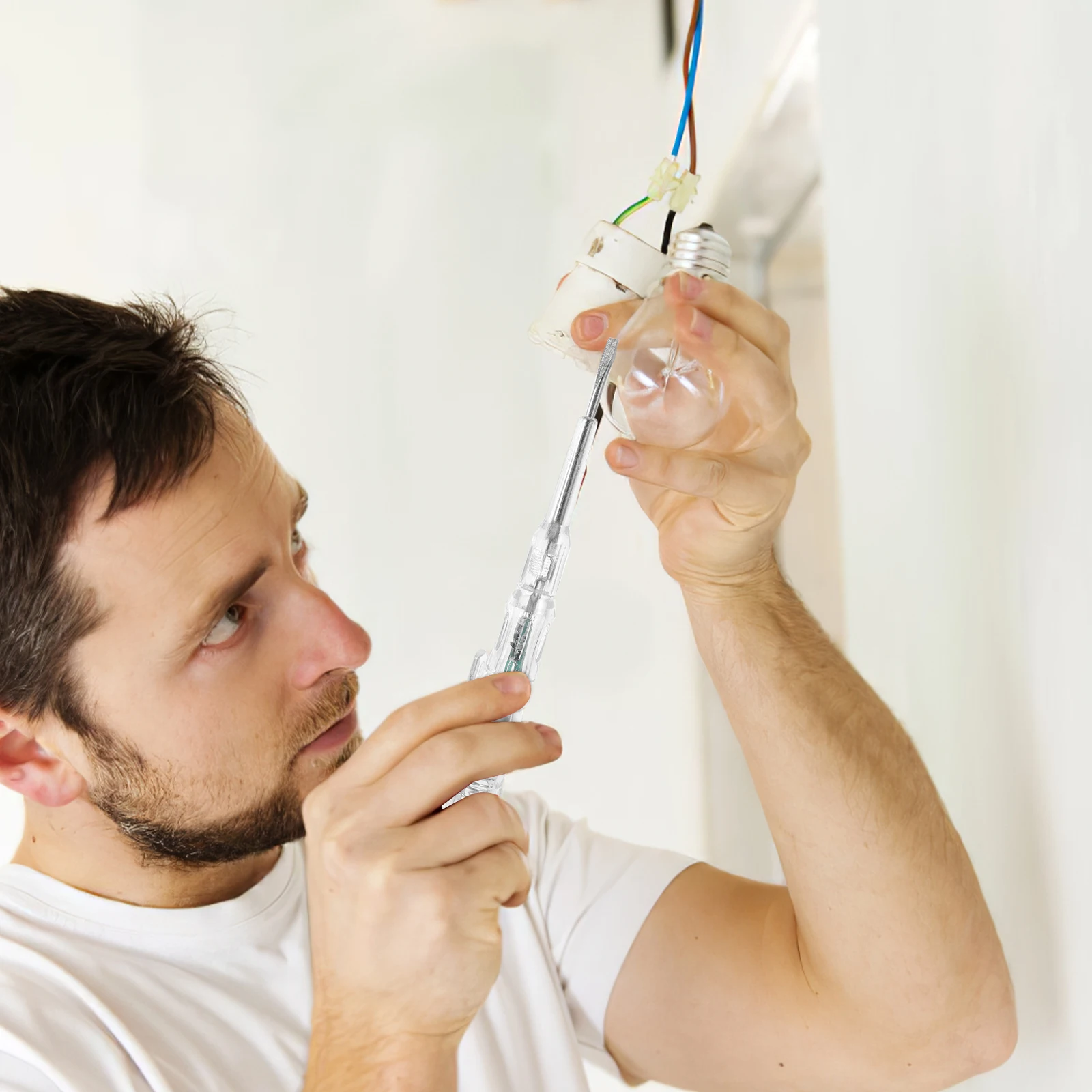 

2 Pcs Voltage Pen Electric Test Screwdriver Circuit Breaker Tester Slotted Plastic Metal Electrical Accessories