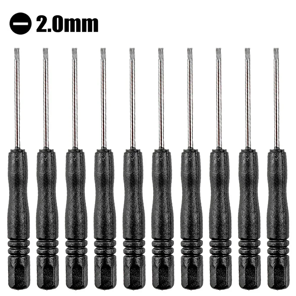 10Pcs Black Handled Screwdriver Mini Screwdriver Small Mini Screwdriver Repair Tool Slotted Cross Screwdrivers 2mm