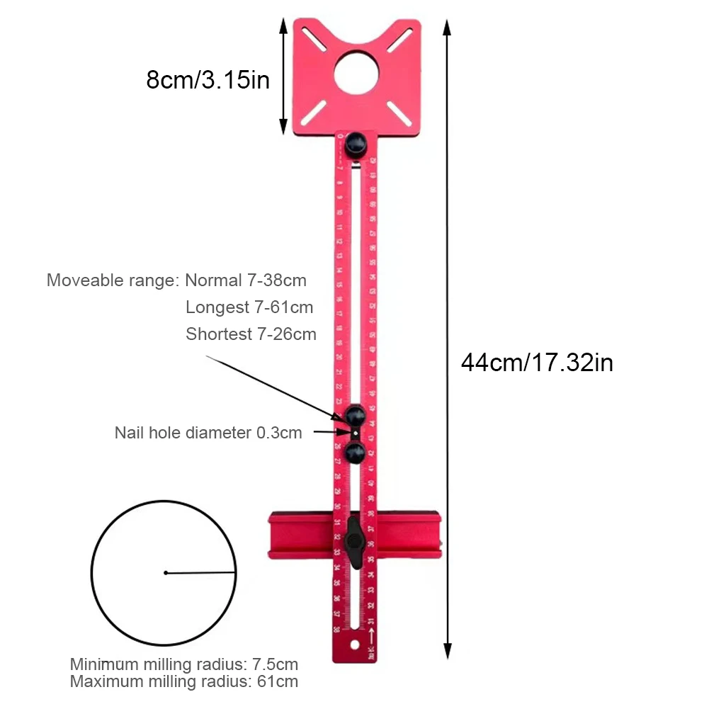 Alat Jig Router 4 in 1 untuk Memotong Lingkaran, Jig Router dari Paduan Aluminium, Jig Perangkat Keras Kabinet Multifungsi untuk Profesional
