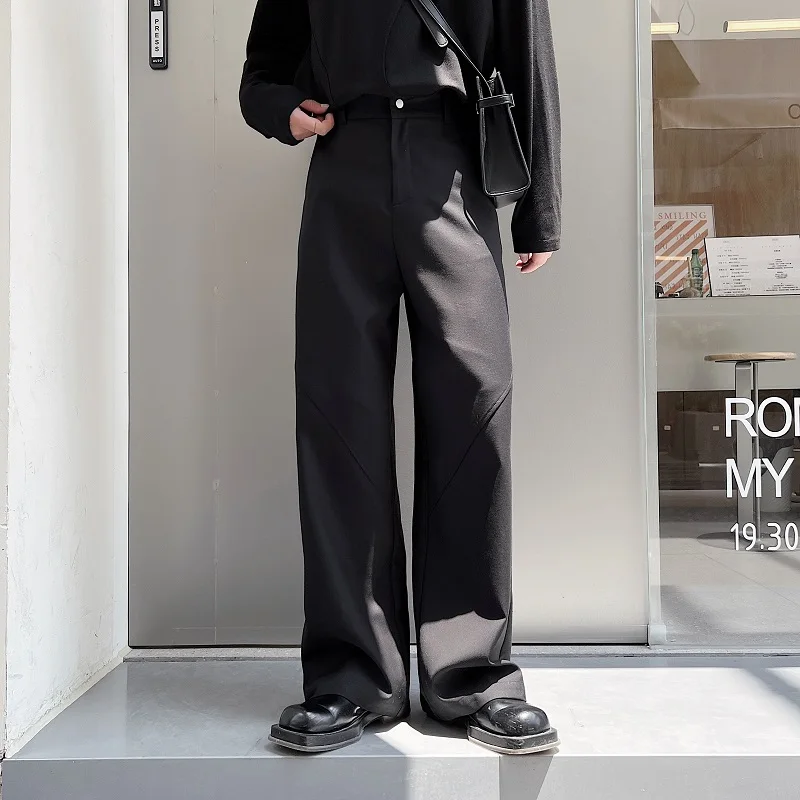 

2023 Men's Spring Autumn New Solid Color Loose Pants Male Casual Wide Legs Suit Pants Men Streetwear High Waist Trousers U182