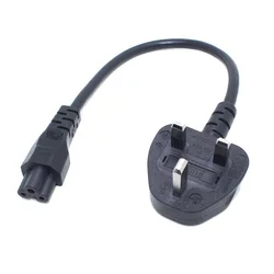 UK BS1363 Mains Plug To IEC C5 3pin Laptop Power Lead Cable PC Monitor Type G Adapter Extension Cord 30CM Black White