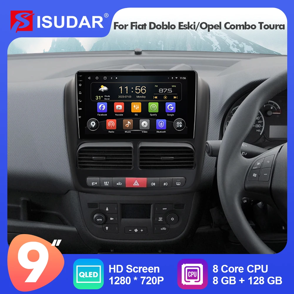 

9 Inch Isudar Android 12 Car Radio For Fiat Doblo Eski 2010-2015 Carplay Auto Multimedia Player Stereo GPS No 2din