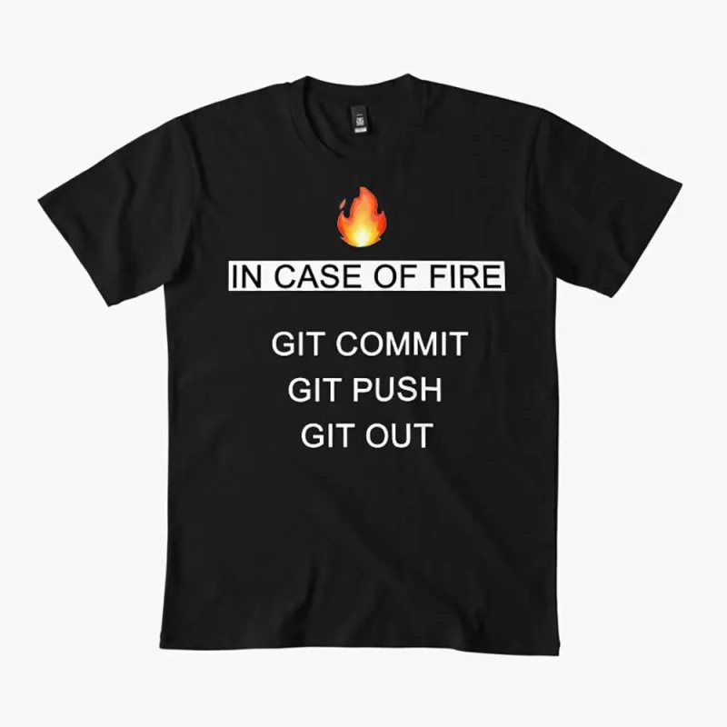 

Funny Programmer Git merge system admin In case of fire humor T Shirt for developer Graphic clothes All size tops S-6XL