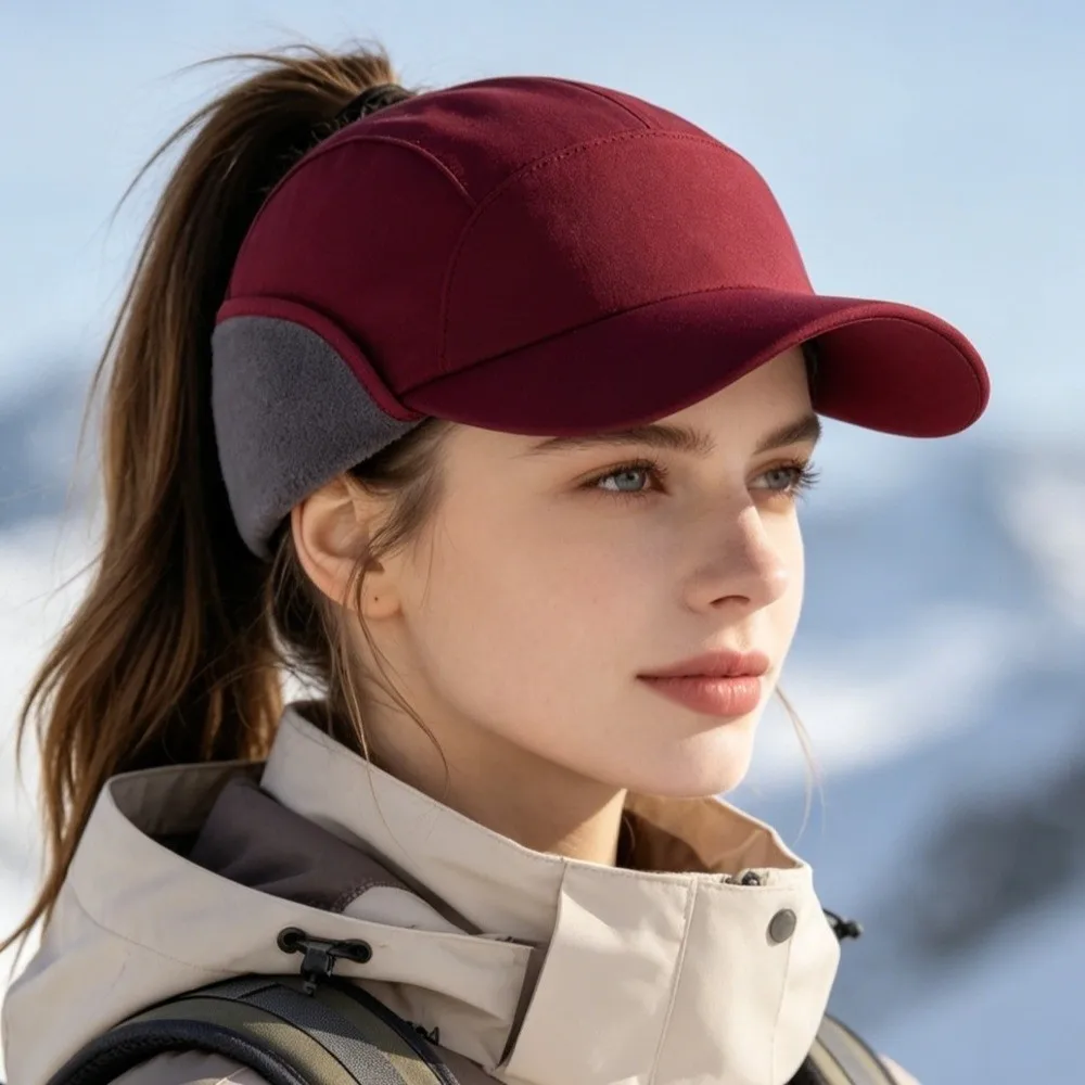 Einfache, einfarbige Winter-Baseballkappe aus Polarfleece, winddichte Ohrenschutzmütze für Herren, Snapback, dicke Ohrenschutzmütze für den Außenbereich. – Detail 12