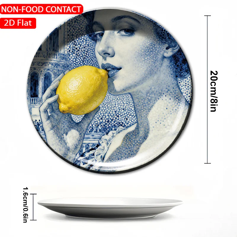 1pc Ceramic Decorative Plate, Italian Opera House Style Ladies Art Decorations, Wall Home Decor- for Decorative Purposes Only,