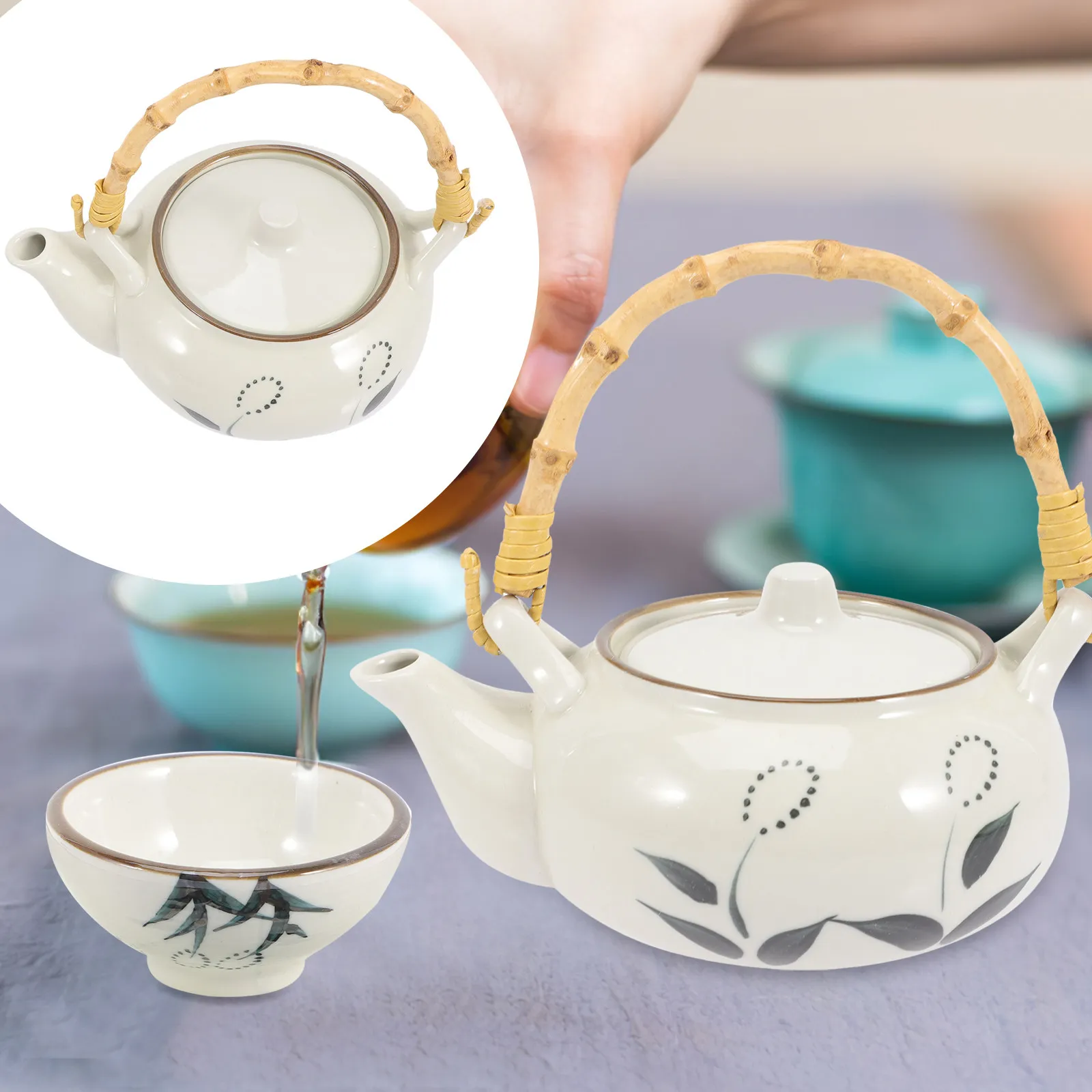 

1Set Japanese Ceramic Teapot Practical Home Tea Kettle Decor Exquisite Craftsmanship Visual Effect Creative Design