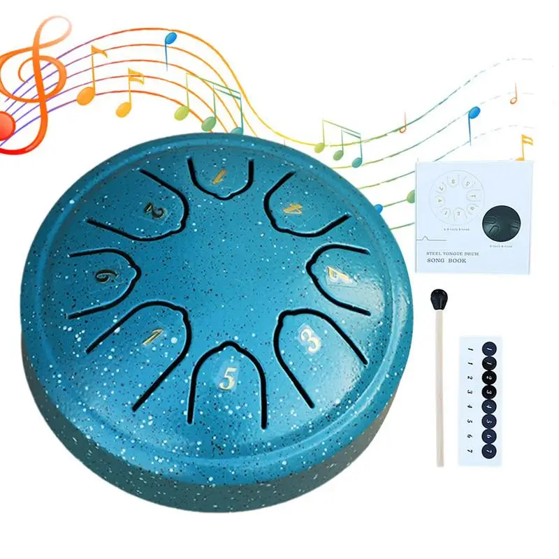 Tongue Drum 4.5 Inch Handpan Drum With Music Book And Drumsticks 8 Notes Mini Drums C Key Pleasant Sound Steel Drum Instrument