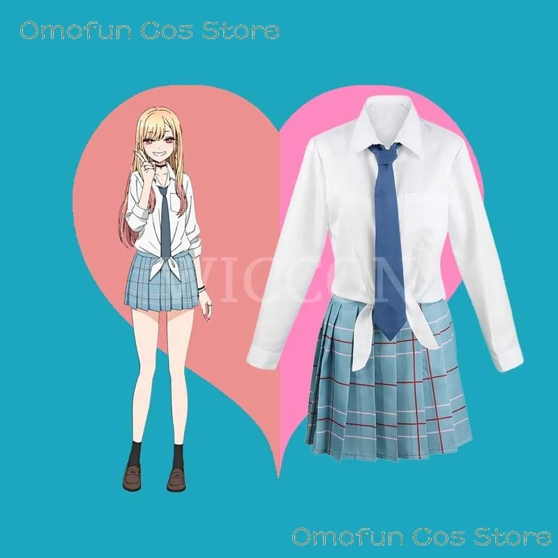 Kitagawa Marin Cosplay Anime My Darling Kitagawa Marin Cosplay Costume Dresses School Uniform Wig Earrings Suit Girls Jk