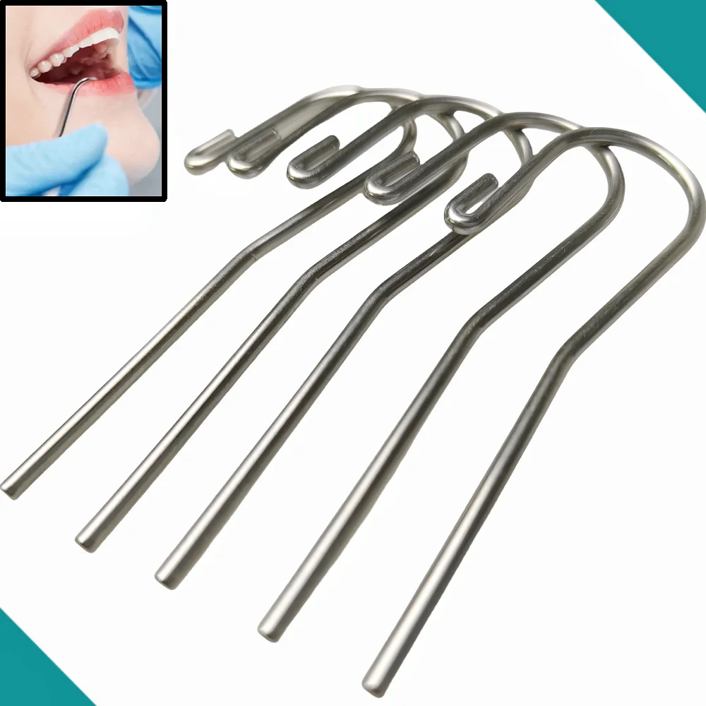 5PCS/Pack Dental Lip Hook Set - Stainless Steel Root Canal Measuring Tool for Apex Locators and Endodontic Treatment