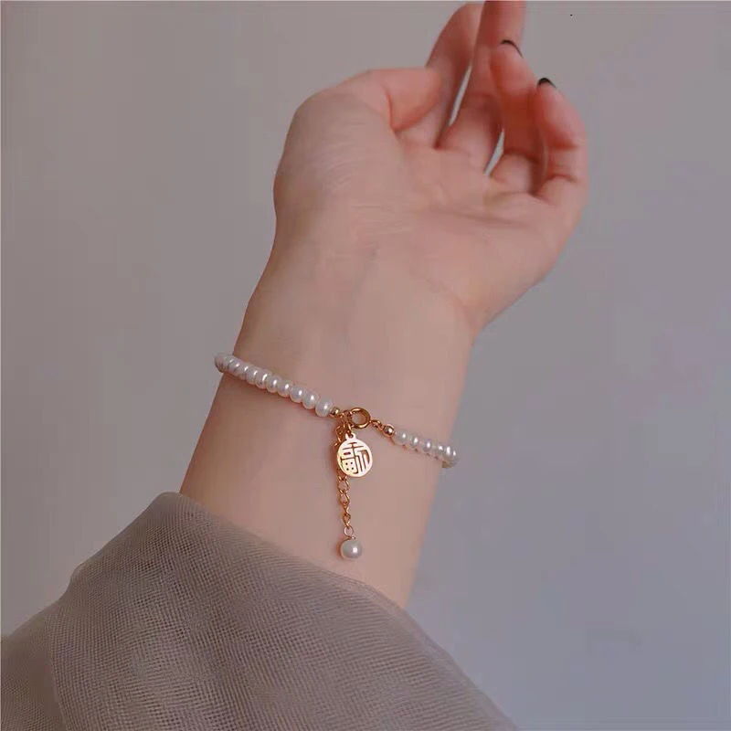 1Pc Imitation Pearl Hollow Copper Money Adjustable Bracelet For Women Charm Pearl Bracelets Jewelry Girl Daughter Birthday Gifts