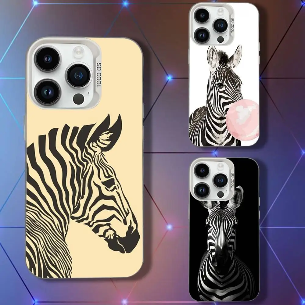 

Cartoon Animal Zebra Phone Case For iPhone 16,15,14,13,12,11,Pro,XS,Max,Plus,Mini,SE White Candy Matte Shockproof Cover