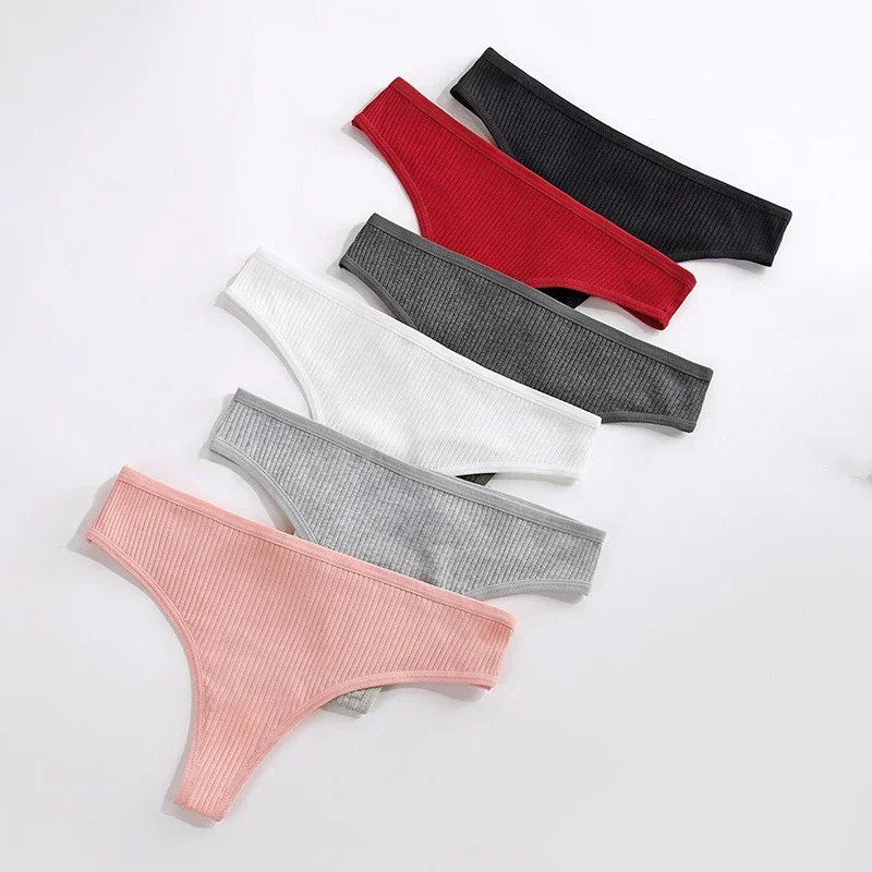 Women's 6PCS Seamless Thong Women Ice Silk T-back Intimate Solid Breathable Crotch Briefs Sexy Tanga Multiple 6 Color Lingerie