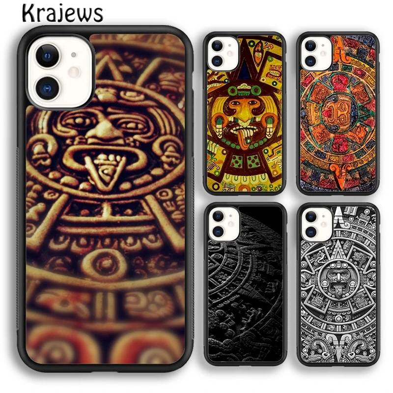 Krajews Mayan Calendar Wood Pattern Phone Case Cover For iPhone 16 15 SE2020 14 6 7 8 plus 11 12 13 pro max coque Fundas