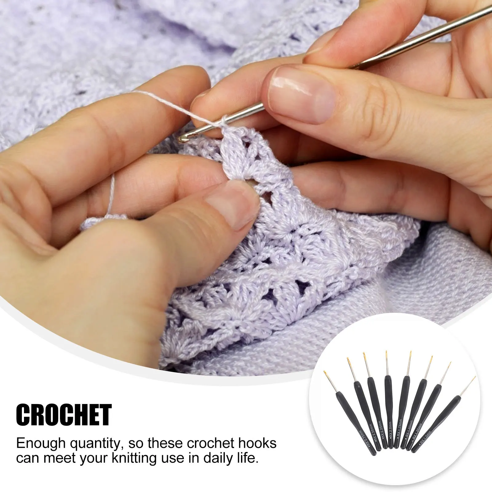 

8Pcs Crochet Hooks Set Soft Tpr Handle Durable Knitting Needles for DIY Yarn Weaving Sweater Thread Sewing Tools