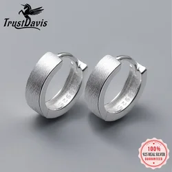 TrustDavis Men/Women Real 925 Sterling Silve Charm Hoop Earrings Fashion Fine Hoops  Party Jewelry DS3680