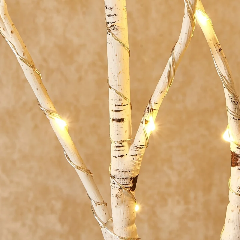 Elegant 50-LED Birch Branch Light - Battery-powered suitable for indoor Christmas, romantic wedding and stylish home decoration