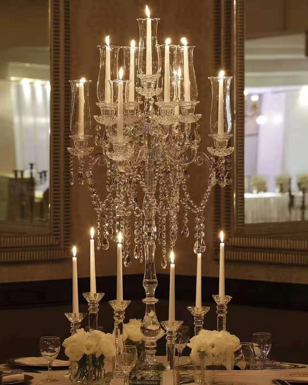 1PCS European Crystal Candlestick, High-end Wedding Decoration Large Candlestick, Banquet Candlestick