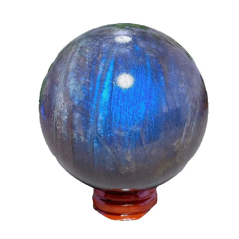Blauwe Maansteen Bol Kristal Natuursteen Kwarts Mineralen Huisdecoratie Reiki Tuingeschenken Energie Genezing Geluk Liefde +Stand - afbeelding 2