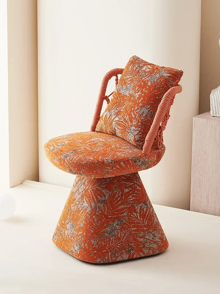AABalcony Leisure Cushion Light Luxury Dining Chair Embroidered Color Matching Fabric 360-Degree Rotating Advanced Cosmetic
