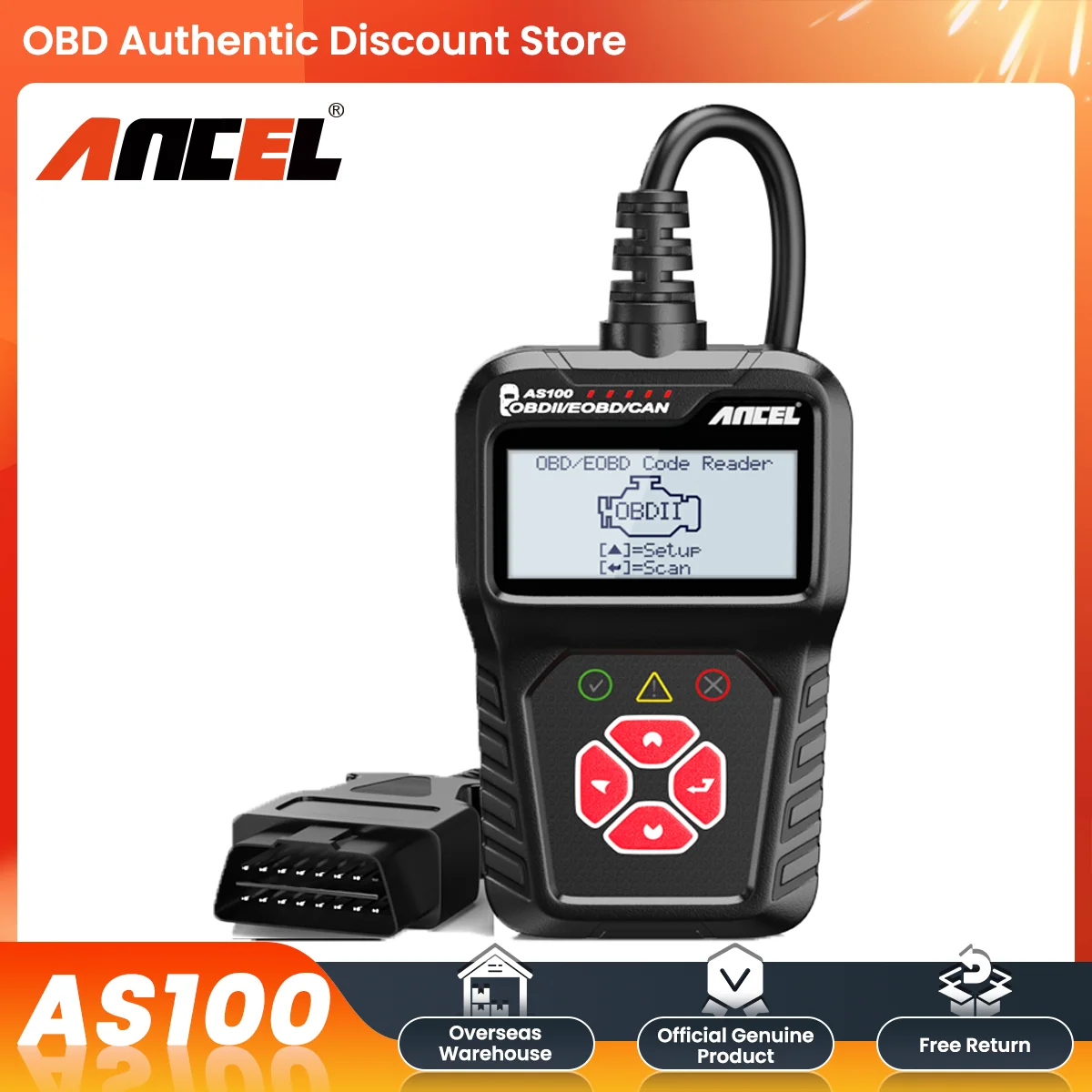 Ancel AS100 Car Diagnostic Tool Multilingual Code Reader OBD 2 Automotive Scanner OBD2 Scanner PK ELM327 For Citroen Renault BMW